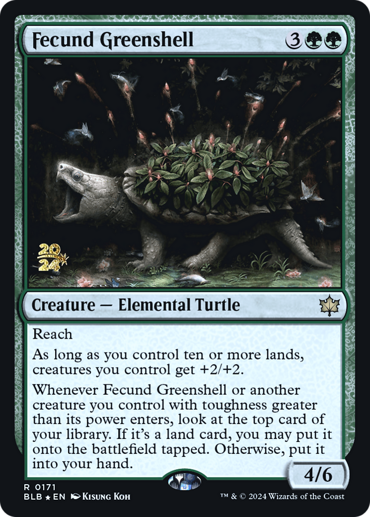 Image of Fecund Greenshell (PRE-171) - Bloomburrow Promos Foil