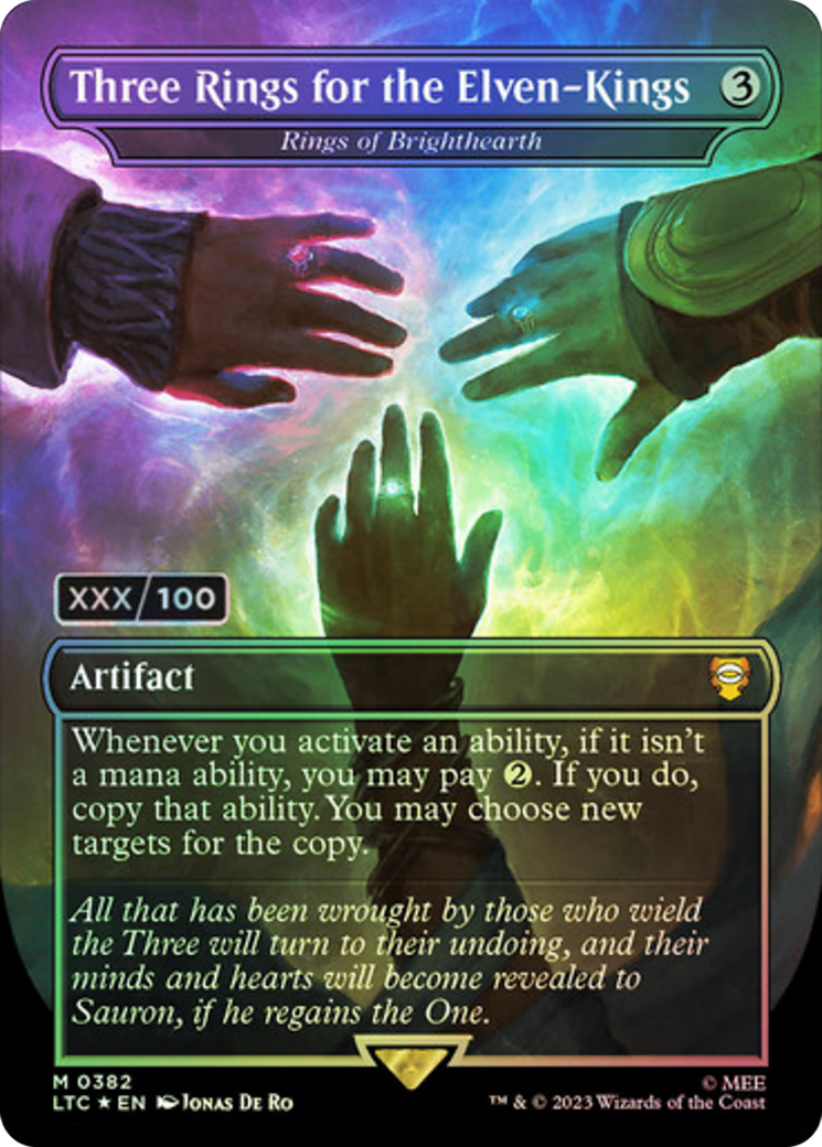 Image of Three Rings for the Elven-Kings - Rings of Brighthearth (Serial Numbered) (LTC-382) - Tales of Middle-earth Commander / Three Rings for the Elven-Kings (Borderless) Foil