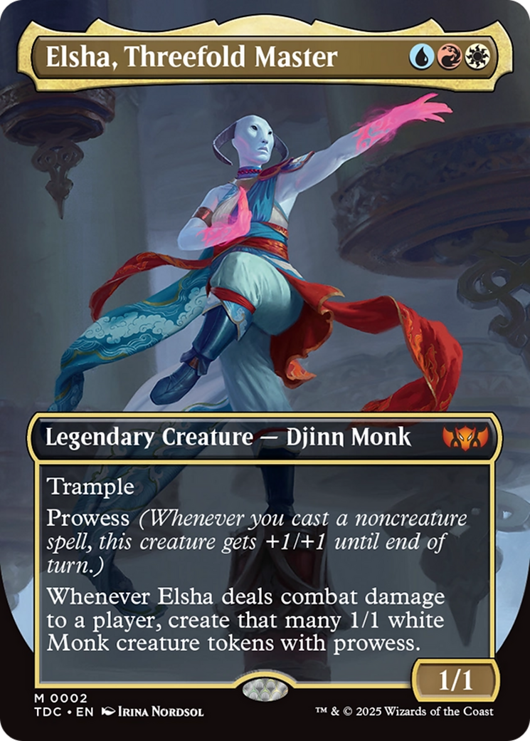 Image of Elsha, Threefold Master (Borderless) (TDC-002) - Commander: Tarkir: Dragonstorm (Borderless)