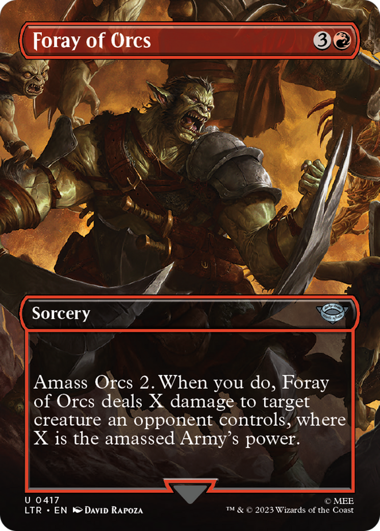 Image of Foray of Orcs (Borderless) (LTR-417) - The Lord of the Rings: Tales of Middle-earth (Borderless) Foil