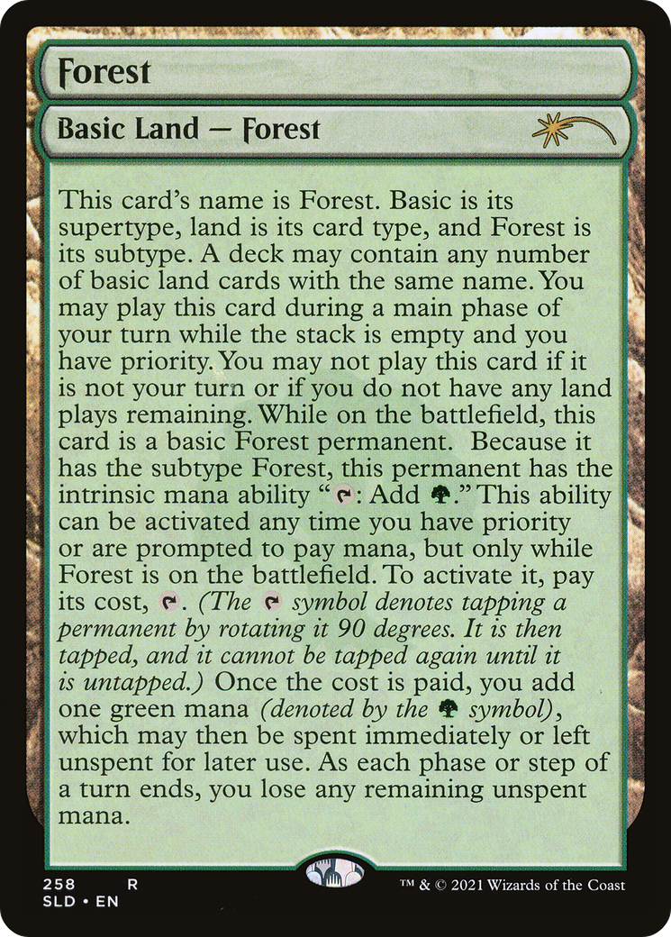 Image of Forest (258) (Full-Text Lands) (SLD-258) - Secret Lair Drop Foil