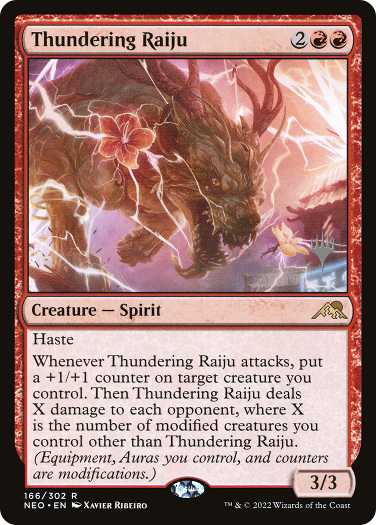 Image of Thundering Raiju (PPNEO-166) - Kamigawa: Neon Dynasty Promos Foil