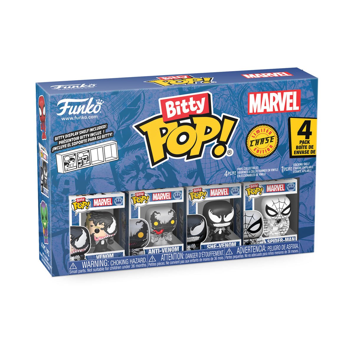 Image of Spider-Man Venom Funko Bitty Pop! Mini-Figure 4-Pack Peter Parker CHASE