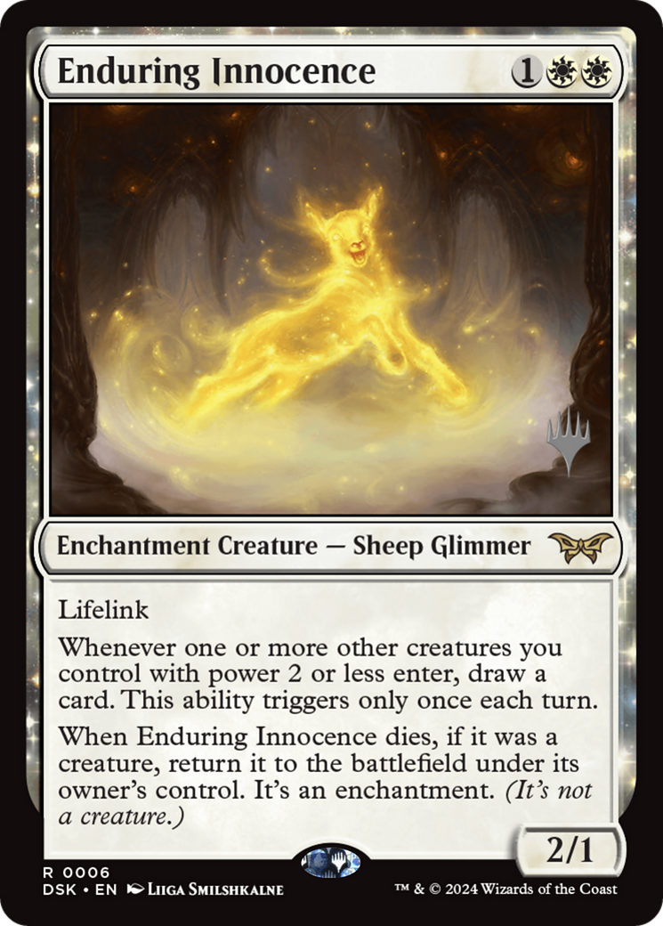 Image of Enduring Innocence (PPDSK-006) - Duskmourn: House of Horror Promos: (enchantment) Foil