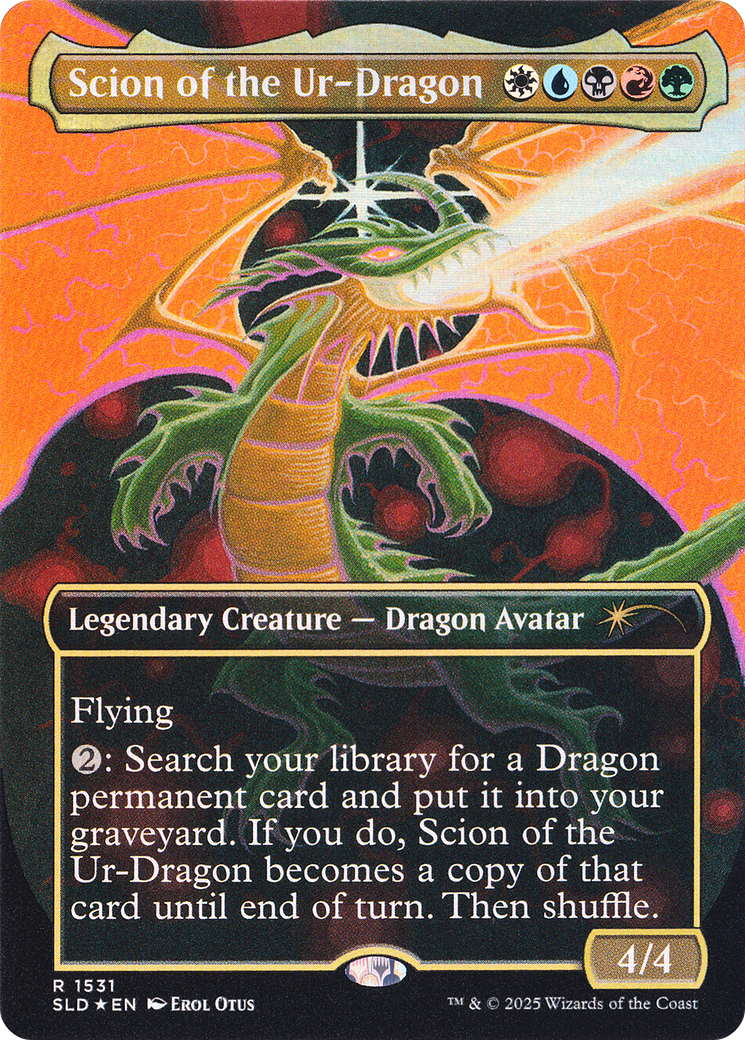 Image of Scion of the Ur-Dragon (SLD-1531) - Secret Lair Drop (Borderless) Foil