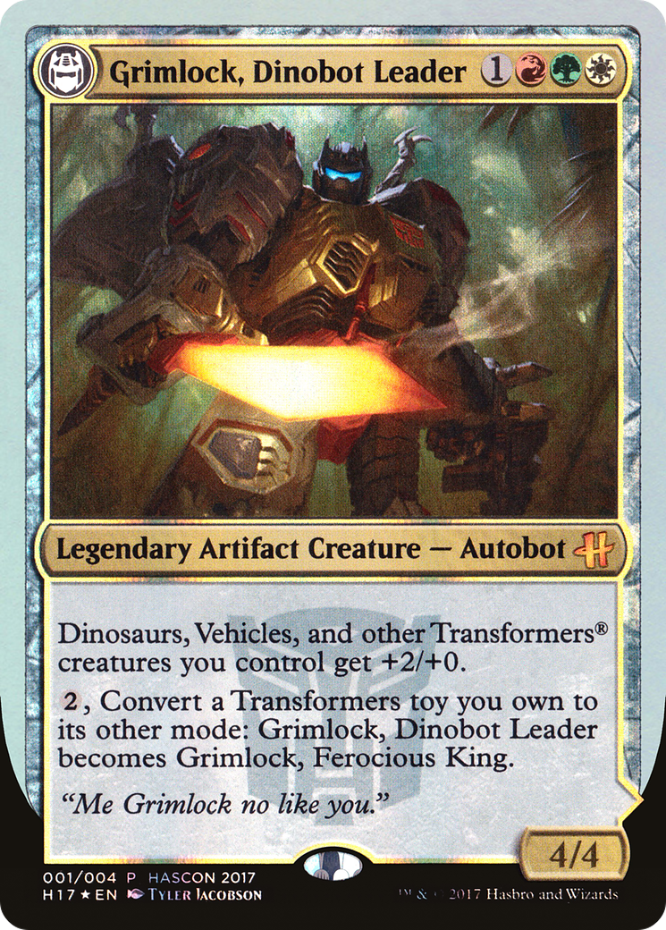Image of Grimlock, Dinobot Leader // Grimlock, Ferocious King (MEDIA-001) - HasCon 2017 Foil
