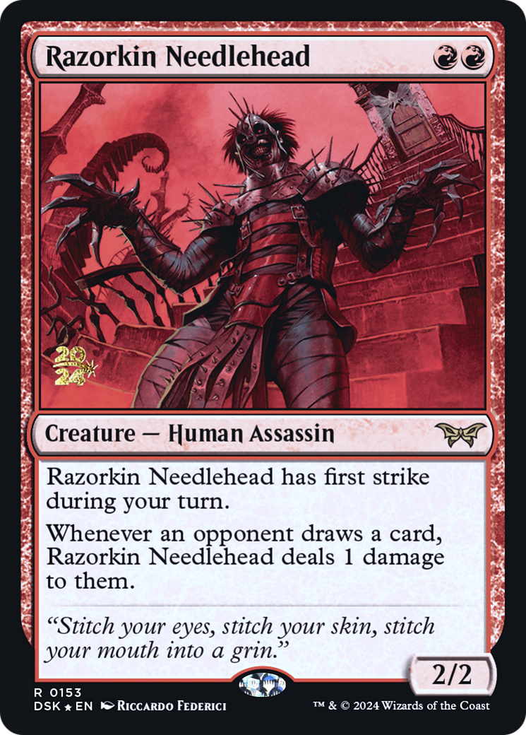 Image of Razorkin Needlehead (PRE-153) - Duskmourn: House of Horror Promos Foil