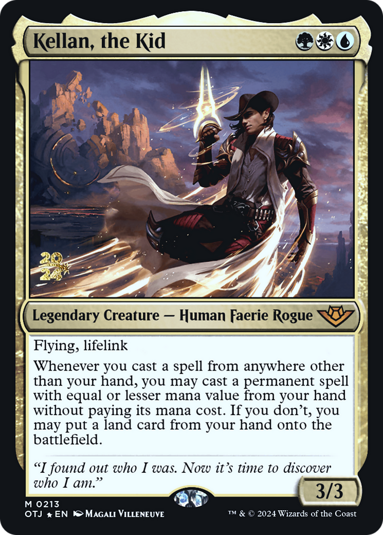 Image of Kellan, the Kid (PRE-213) - Outlaws of Thunder Junction Promos Foil
