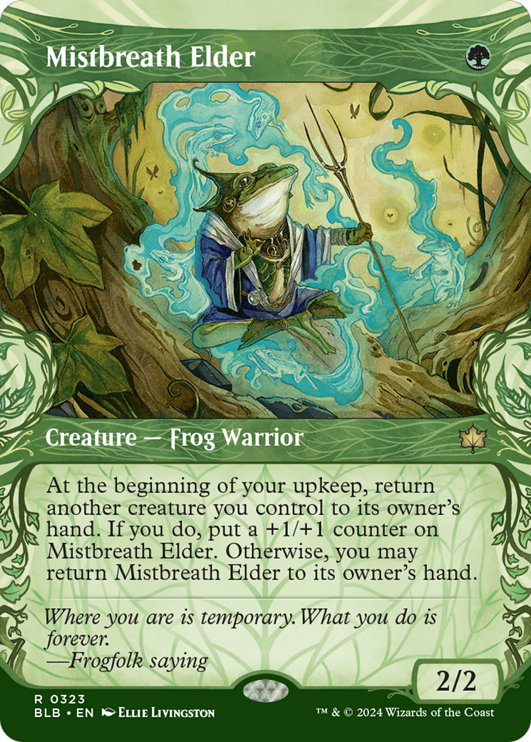 Image of Mistbreath Elder (Showcase) (BLB-323) - Bloomburrow: (Showcase) (Borderless) Foil
