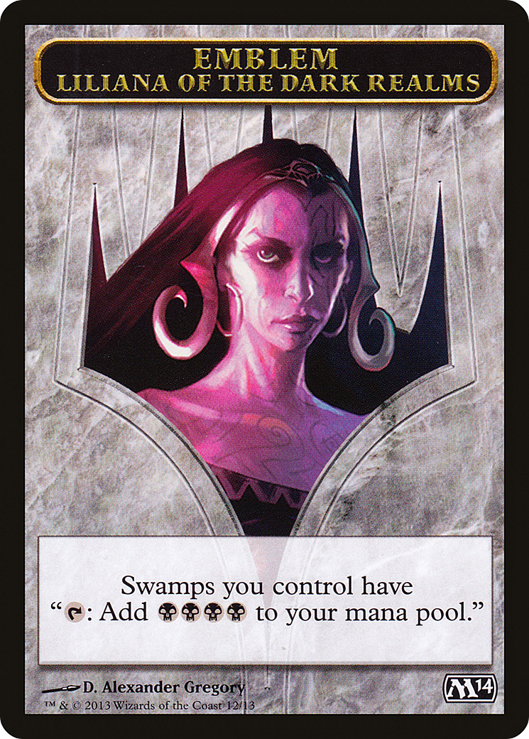 Image of Emblem - Liliana of the Dark Realms (M14-012) - Magic 2014 Tokens