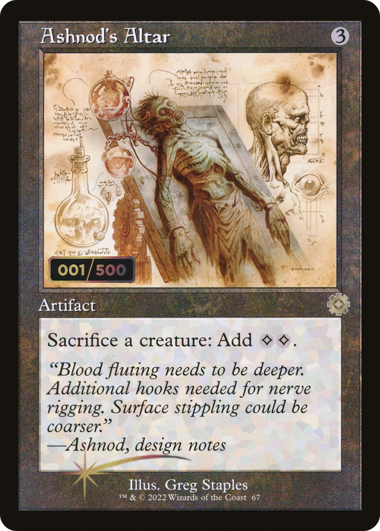 Image of Ashnod's Altar (Schematic) (Serial Numbered) (BRR-067) - The Brothers' War Retro Artifacts Foil