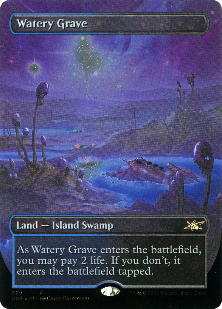Image of Watery Grave (Borderless) (Galaxy Foil) (UNF-529) - Unfinity (Borderless) Foil