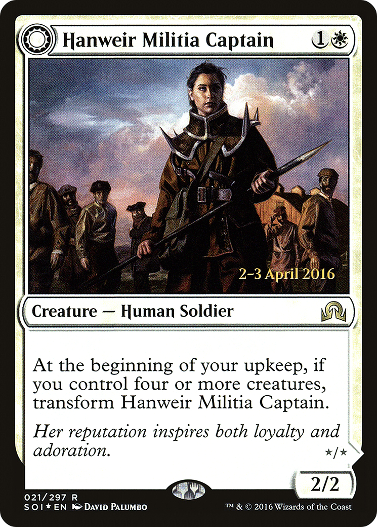 Image of Hanweir Militia Captain (PRE-021) - Shadows over Innistrad Promos: (Double Faced Transform) Foil