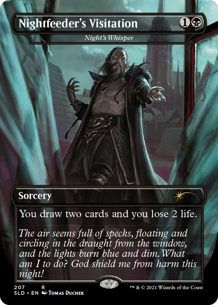 Image of Nightfeeder's Visitation - Night's Whisper (SLD-207) - Secret Lair Drop / Nightfeeder's Visitation (Borderless) Foil