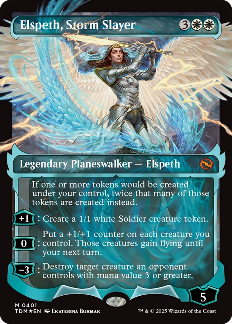 Image of Elspeth, Storm Slayer (Showcase) (TDM-401) - Tarkir: Dragonstorm: (Showcase) (Borderless) Foil