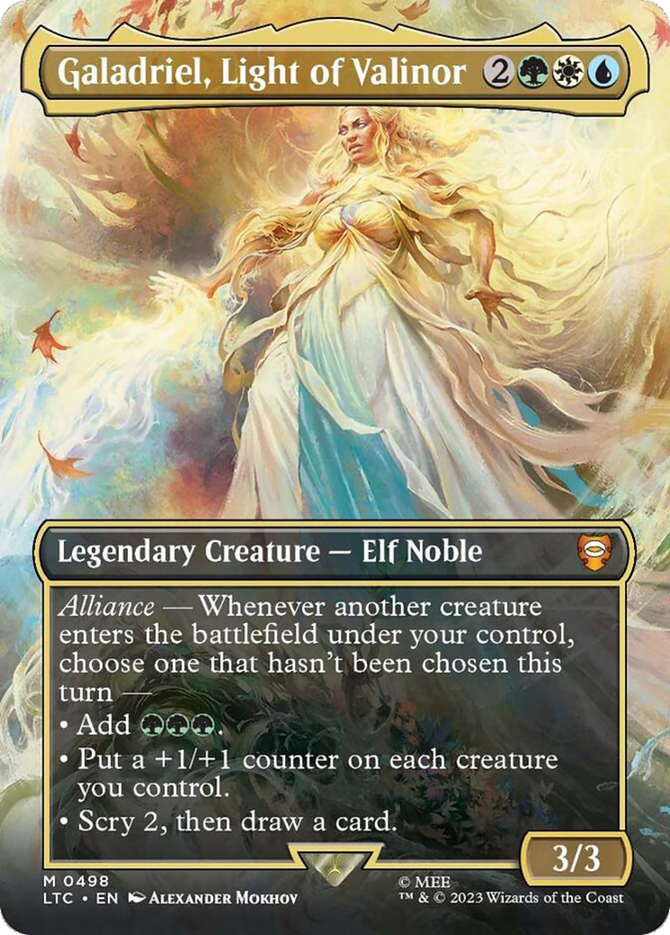 Image of Galadriel, Light of Valinor (Borderless) (LTC-498) - Tales of Middle-earth Commander (Borderless) Foil