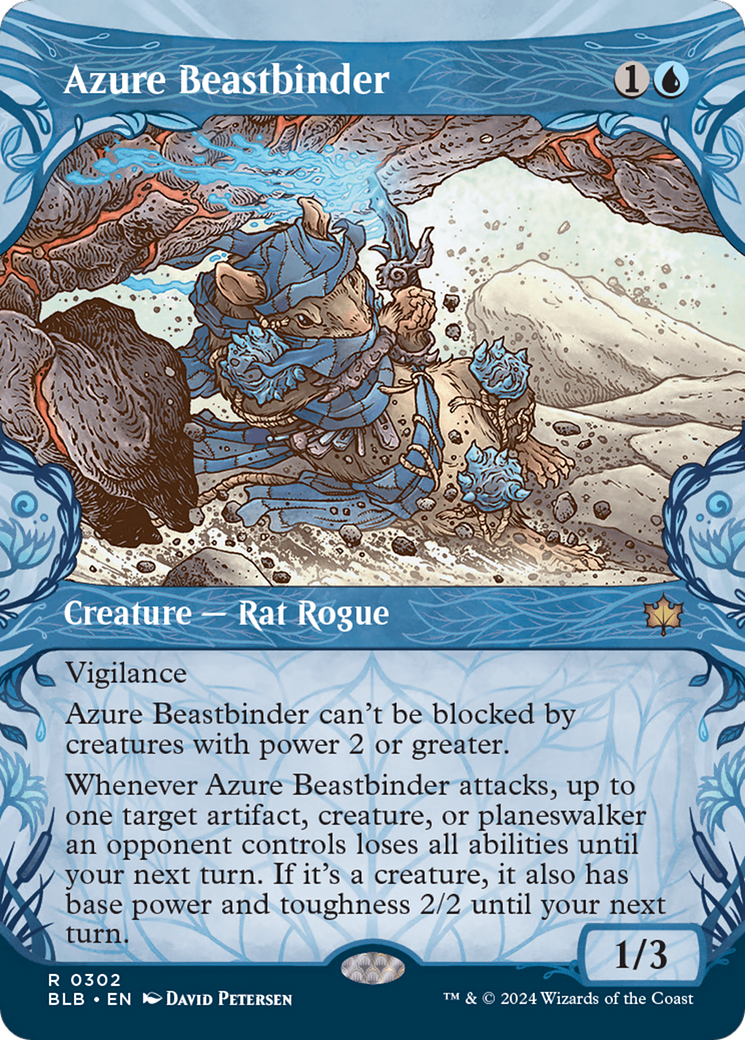 Image of Azure Beastbinder (Showcase) (BLB-302) - Bloomburrow: (Showcase) (Borderless)