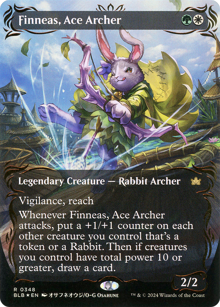Image of Finneas, Ace Archer (Borderless) (Raised Foil) (BLB-348) - Bloomburrow: (Showcase) (Borderless) Foil
