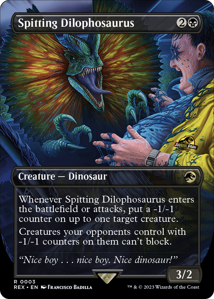 Image of Spitting Dilophosaurus (Borderless) (REX-003) - Jurassic World Collection (Borderless) Foil