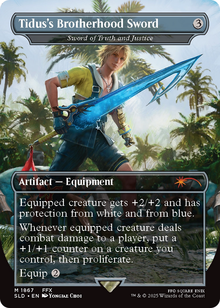 Image of Tidus's Brotherhood Sword - Sword of Truth and Justice (SLD-1867) - Secret Lair Drop / Tidus's Brotherhood Sword (Borderless)