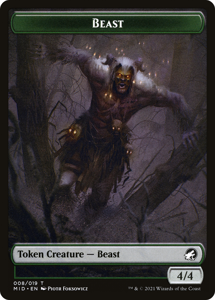 Image of Beast (TMID-008) - Innistrad: Midnight Hunt Tokens Foil