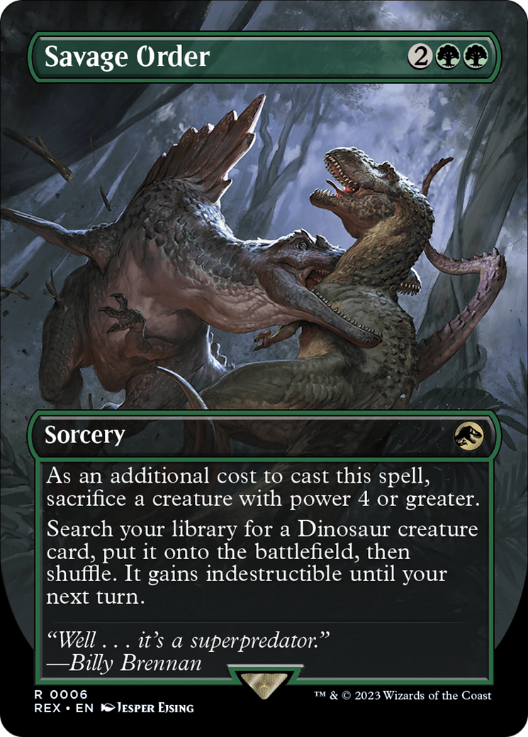 Image of Savage Order (Borderless) (REX-006) - Jurassic World Collection (Borderless) Foil
