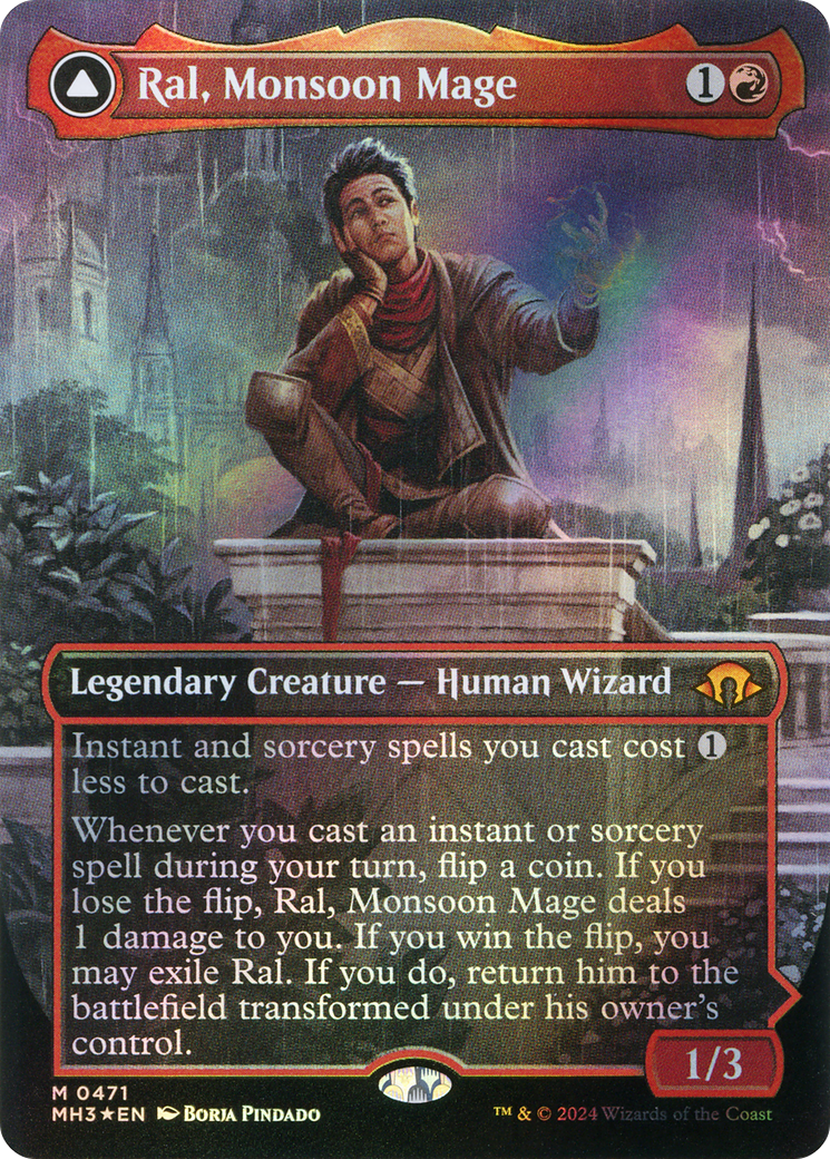 Image of Ral, Monsoon Mage (Borderless) (Textured Foil) (MH3-471) - Modern Horizons 3 (Borderless) Foil