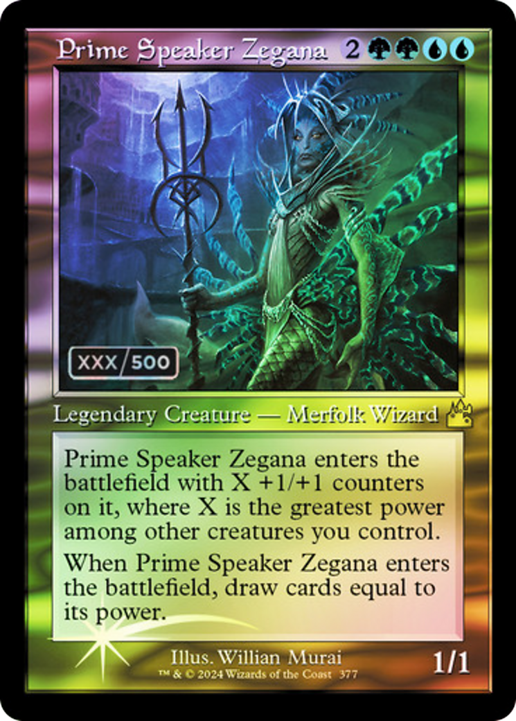 Image of Prime Speaker Zegana (Retro Frame) (Serial Numbered) (RVR-377) - Ravnica Remastered Foil