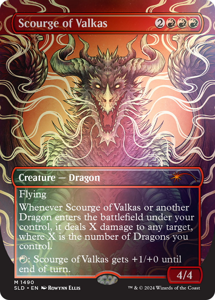 Image of Scourge of Valkas (Rainbow Foil) (SLD-1490) - Secret Lair Drop (Borderless) Foil