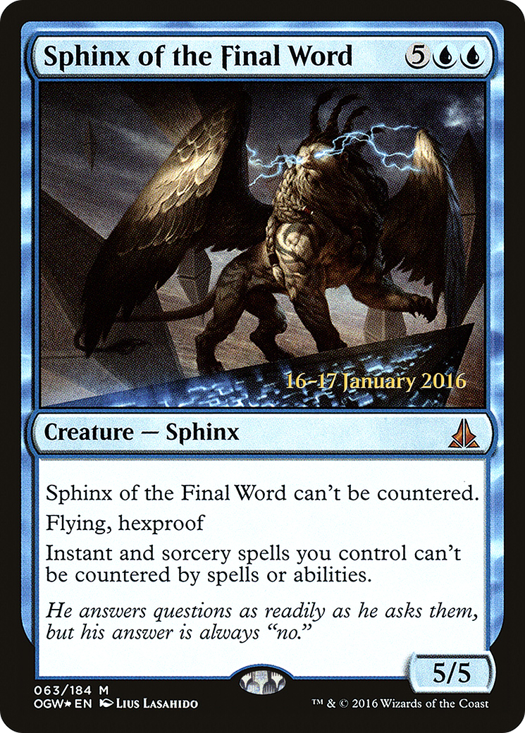 Image of Sphinx of the Final Word (PRE-063) - Oath of the Gatewatch Promos Foil