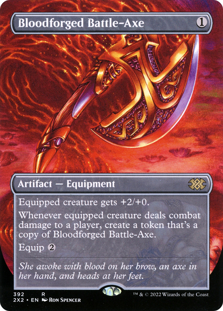 Image of Bloodforged Battle-Axe (Borderless) (2X2-392) - Double Masters 2022 (Borderless) Foil