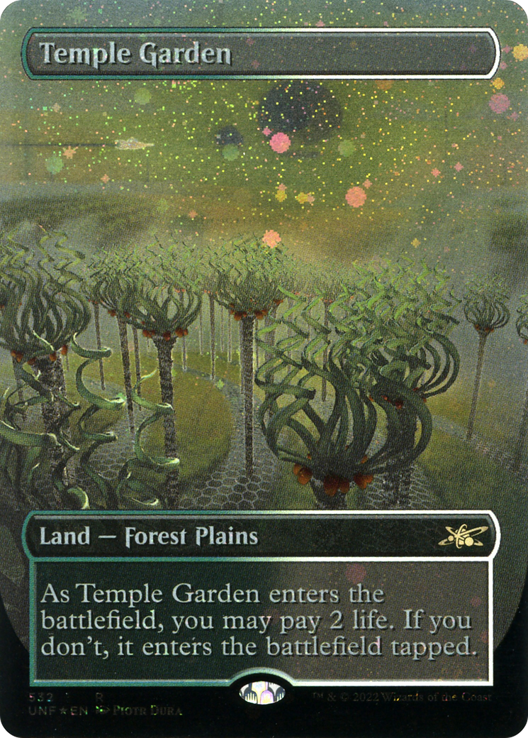 Image of Temple Garden (Borderless) (Galaxy Foil) (UNF-532) - Unfinity (Borderless) Foil