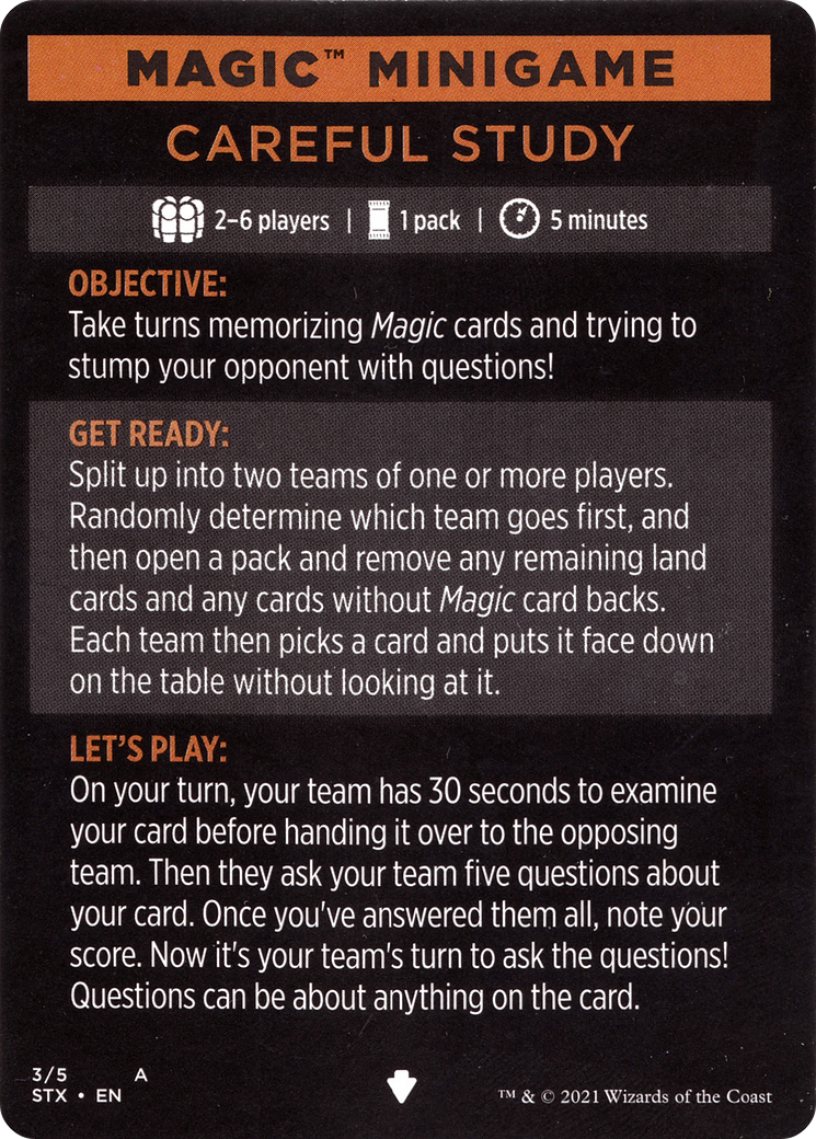 Image of Careful Study (minigame) // Careful Study (cont'd) (MSTX-003) - Strixhaven: School of Mages Minigames