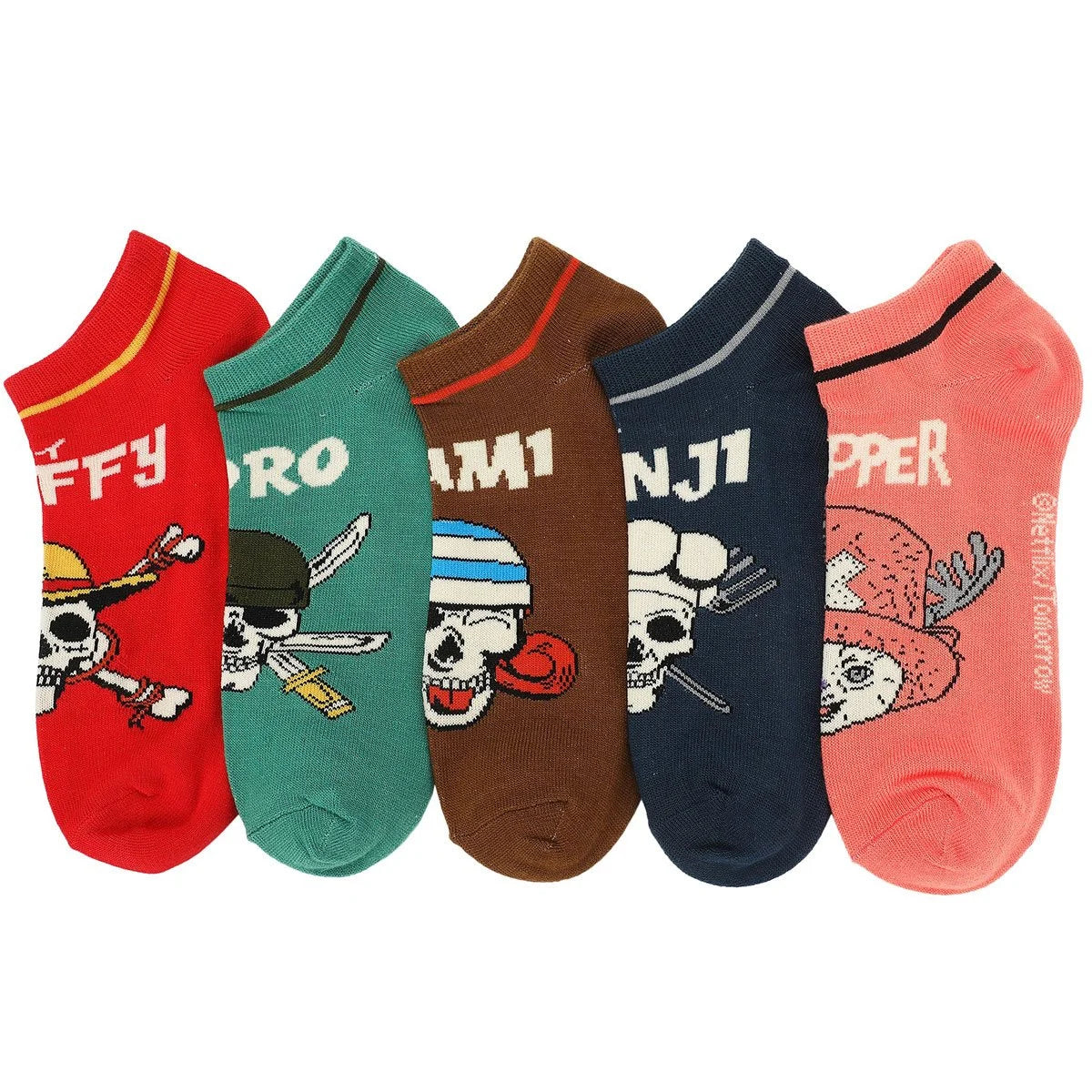 Image of Pre Order One Piece Jolly Rogers with Chopper Ankle Socks 5-Pack