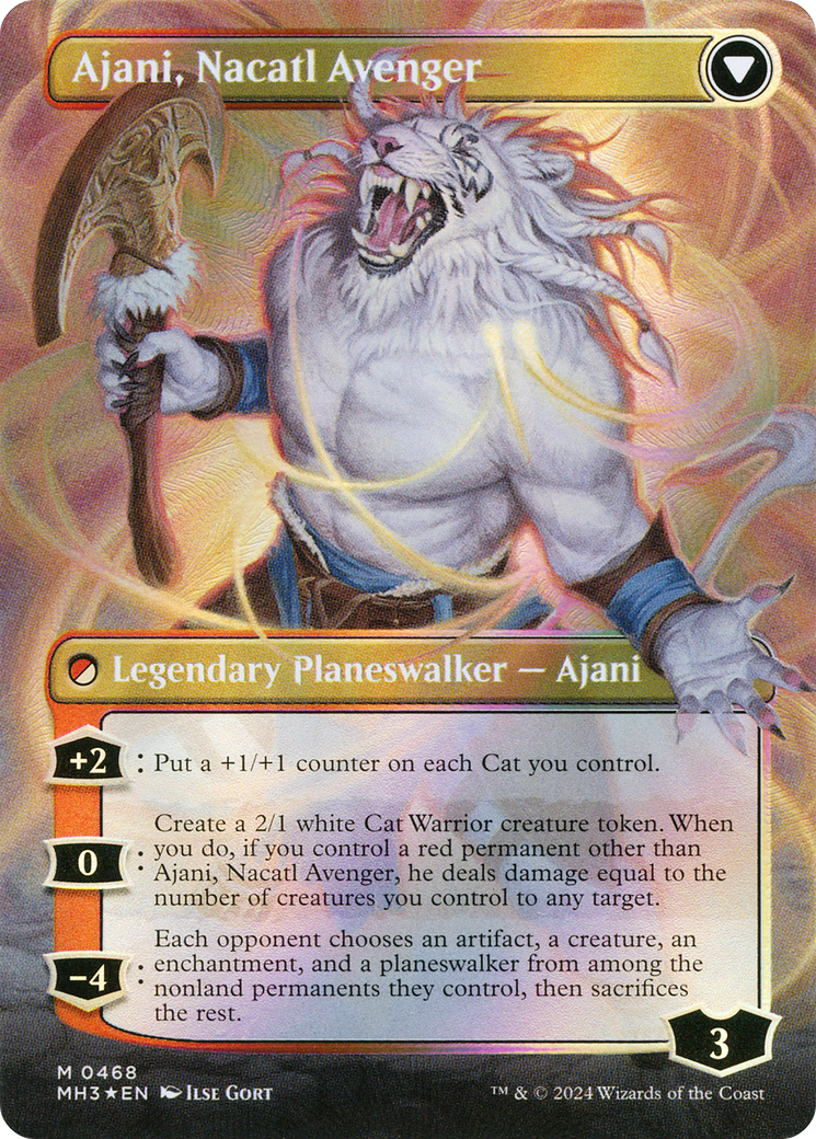 Image of Ajani, Nacatl Pariah (Borderless) (Textured Foil) (MH3-468) - Modern Horizons 3 (Borderless) Foil