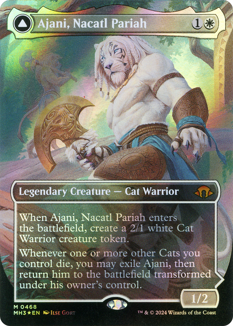 Image of Ajani, Nacatl Pariah (Borderless) (Textured Foil) (MH3-468) - Modern Horizons 3 (Borderless) Foil