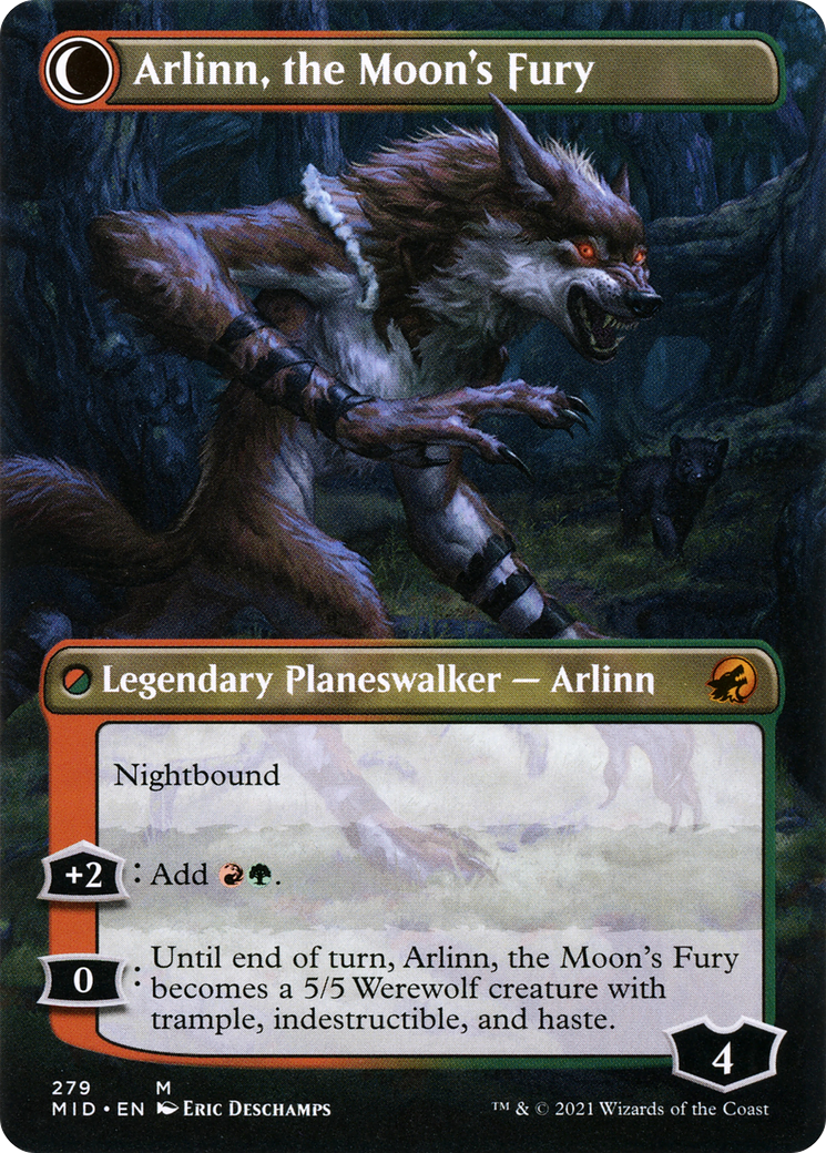 Image of Arlinn, the Pack's Hope (Borderless) (MID-279) - Innistrad: Midnight Hunt: (Double Faced Transform) (Borderless)