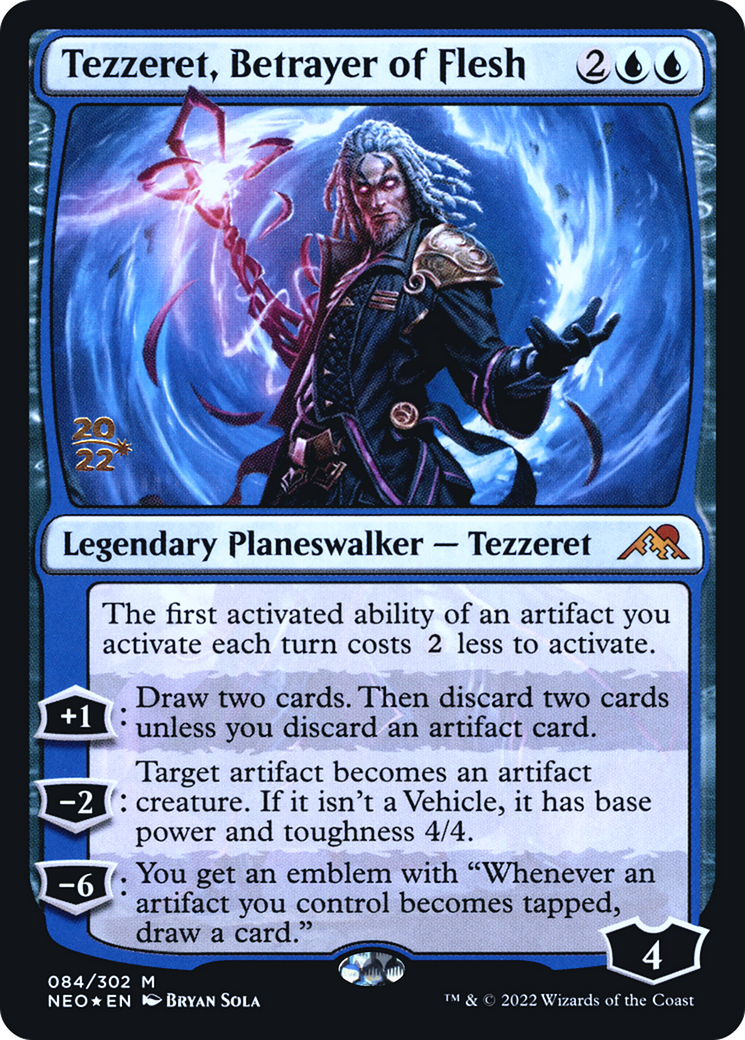 Image of Tezzeret, Betrayer of Flesh (PRE-084) - Kamigawa: Neon Dynasty Promos Foil