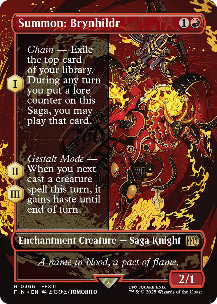 Image of Summon: Brynhildr (Borderless) (FIN-366) - FINAL FANTASY: (enchantment) (Borderless) Foil