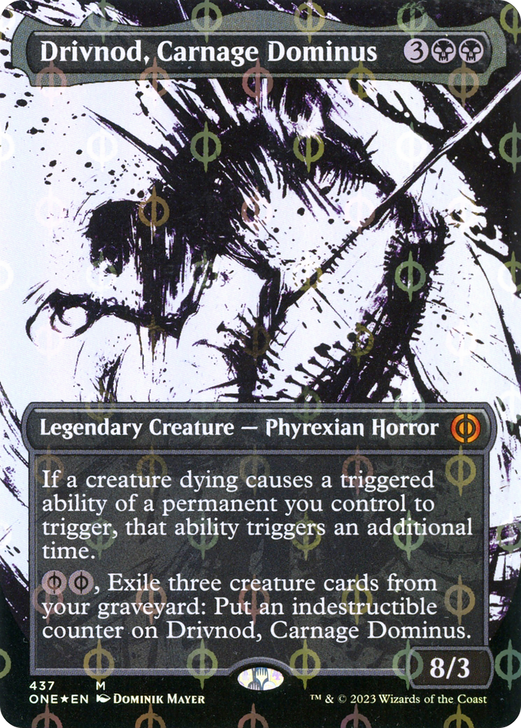 Image of Drivnod, Carnage Dominus (Showcase) (Step-and-Compleat Foil) (ONE-437) - Phyrexia: All Will Be One: (Showcase) (Borderless) Foil