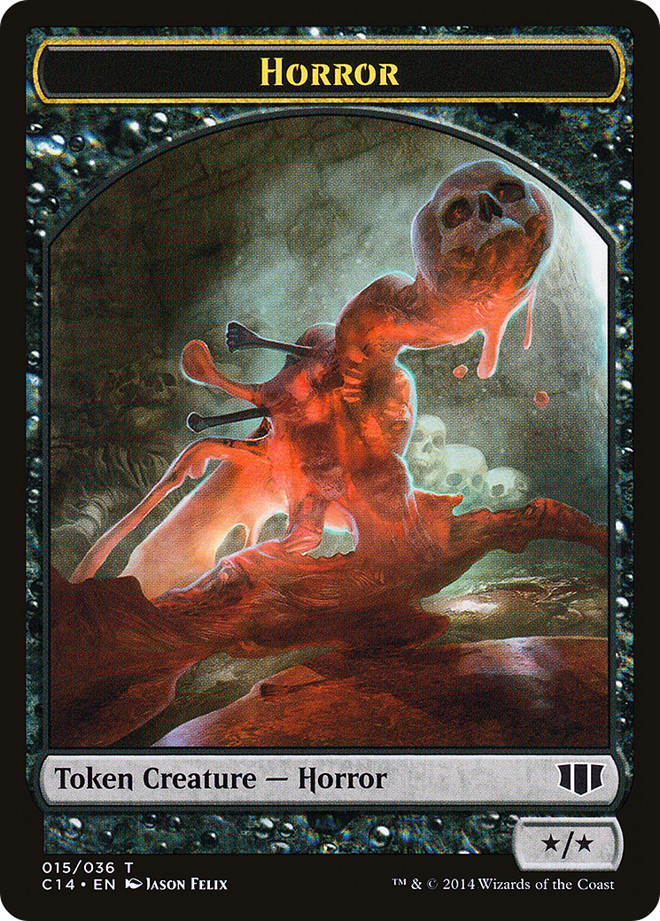 Image of Horror // Zombie (Black) Double-sided Token (C14-015) - Commander 2014 Tokens