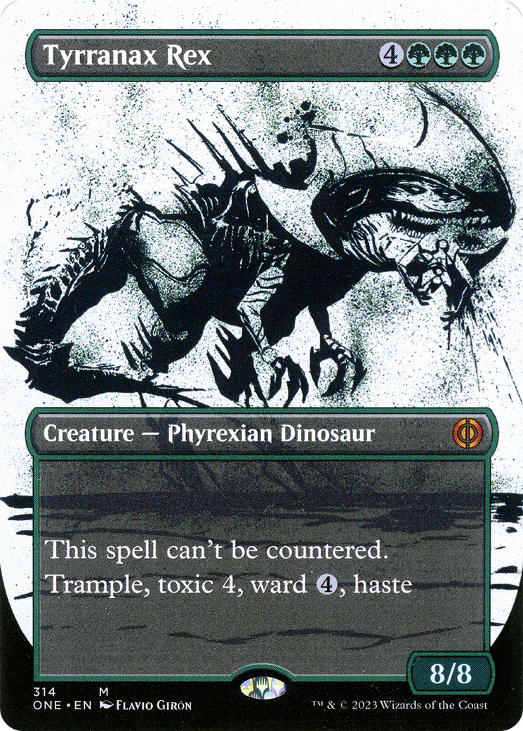 Image of Tyrranax Rex (Showcase) (ONE-314) - Phyrexia: All Will Be One: (Showcase) (Borderless) Foil