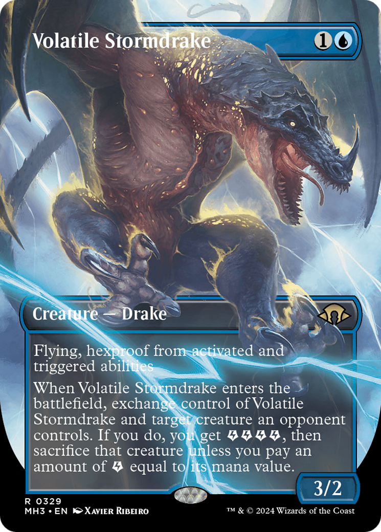 Image of Volatile Stormdrake (Borderless) (MH3-329) - Modern Horizons 3 (Borderless) Foil