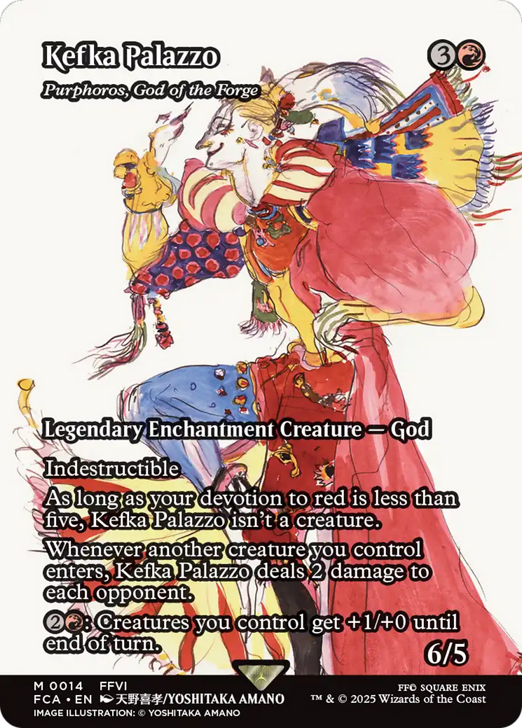Image of Kefka Palazzo - Purphoros, God of the Forge (Showcase) (FCA-014) - FINAL FANTASY: Through the Ages / Kefka Palazzo: (enchantment) (Borderless)
