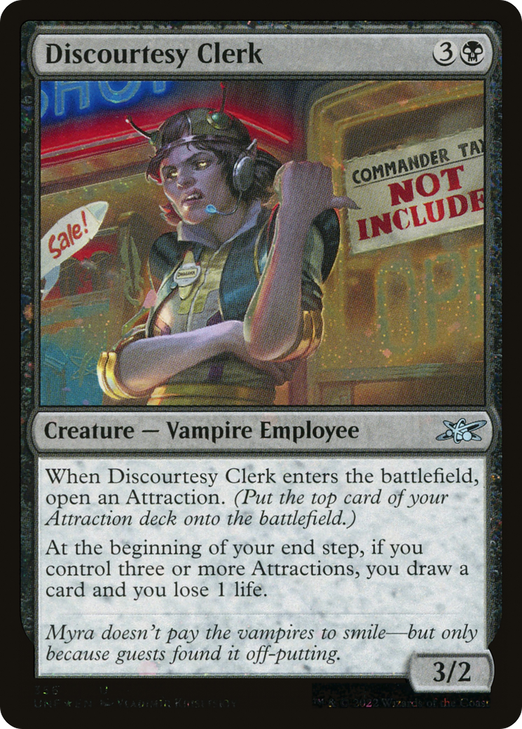 Image of Discourtesy Clerk (Galaxy Foil) (UNF-356) - Unfinity Foil