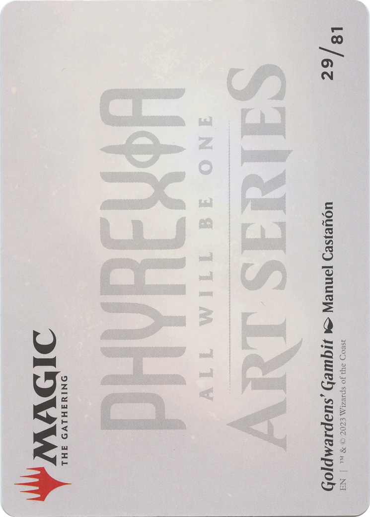 Image of Goldwardens' Gambit // Goldwardens' Gambit (AONE-029) - Phyrexia: All Will Be One Art Series (Borderless) Foil