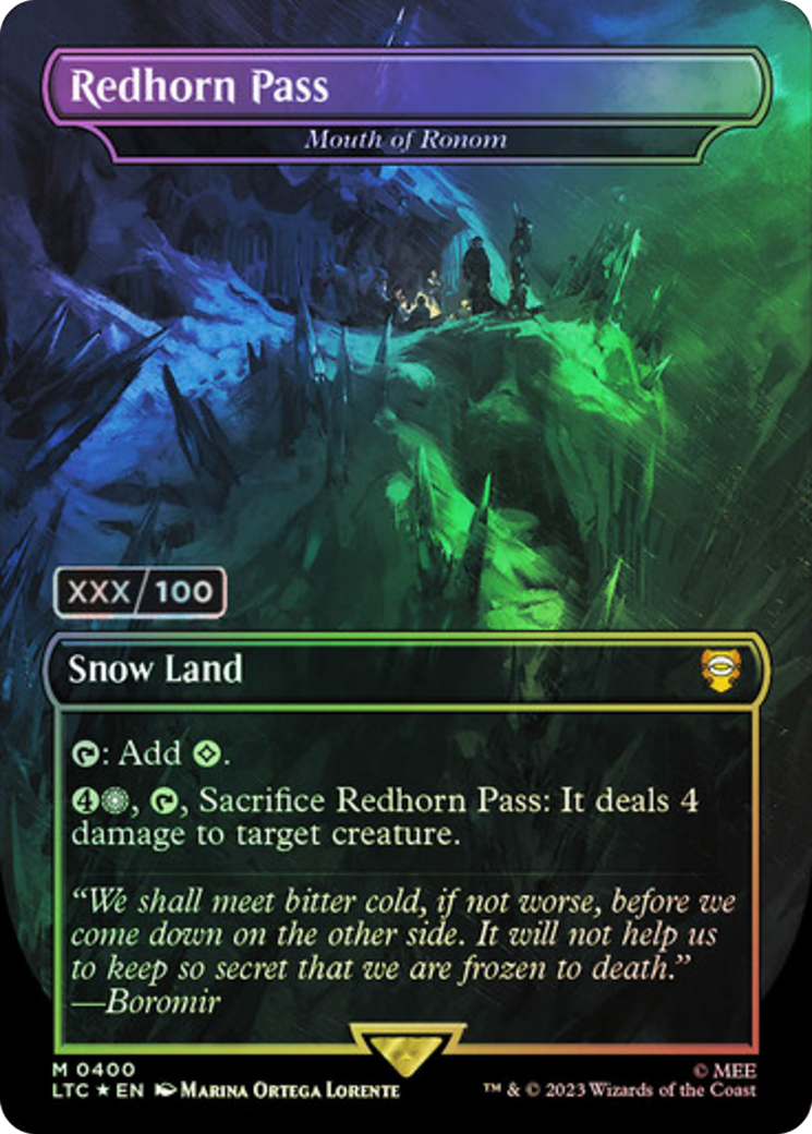 Image of Redhorn Pass - Mouth of Ronom (Serial Numbered) (LTC-400) - Tales of Middle-earth Commander / Redhorn Pass (Borderless) Foil