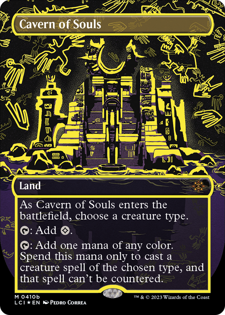 Image of Cavern of Souls (Neon Yellow) (WPN-410B) - The Lost Caverns of Ixalan (Borderless) Foil