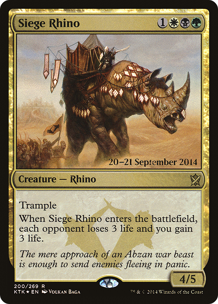 Image of Siege Rhino (PRE-200) - Khans of Tarkir Promos Foil