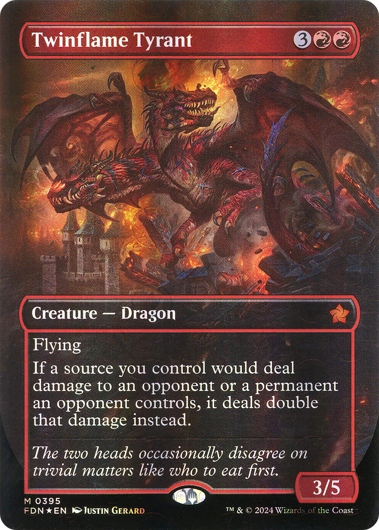 Image of Twinflame Tyrant (Borderless) (Mana Foil) (FDN-395) - Foundations (Borderless) Foil